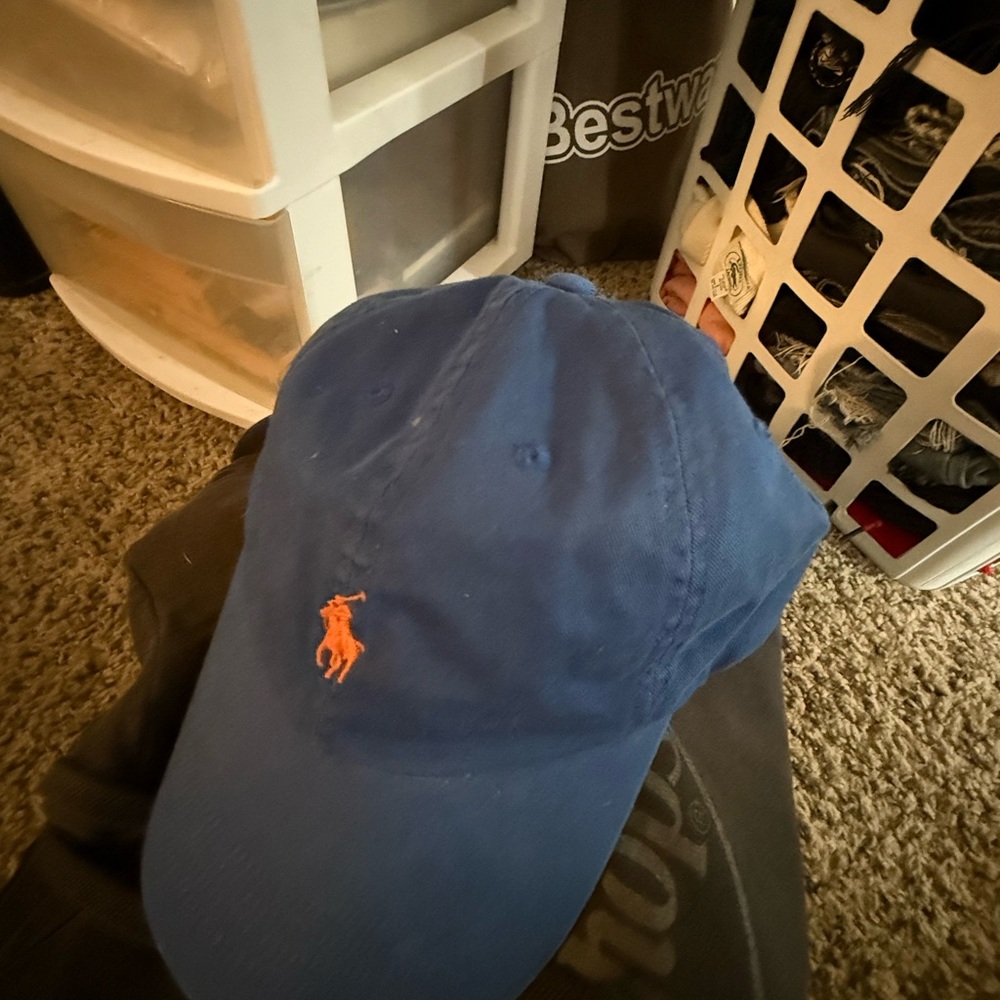 Polo by Ralph Lauren Blue Hat with Orange Logo
